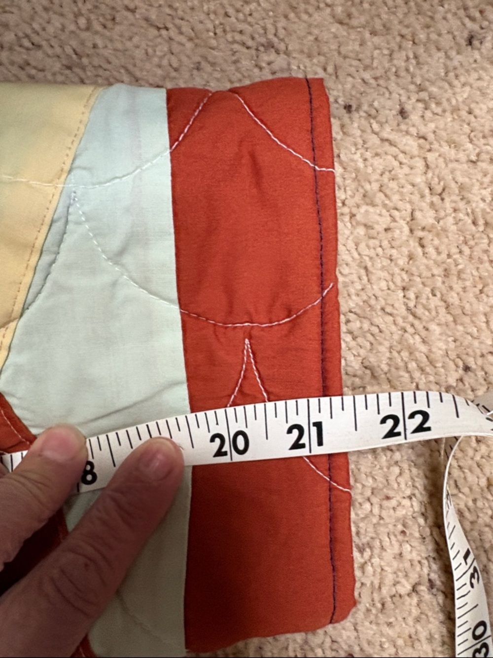 Patchwork Quilted Jacket in Rust, Cream & Light Blue,Size 1x - Picture 11 of 11